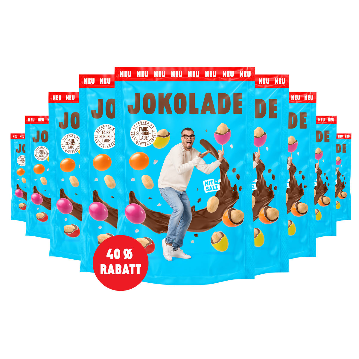 JOKOLADE Peanuts salzig <br> - verkürzte Haltbarkeit <br> (18 Beutel)