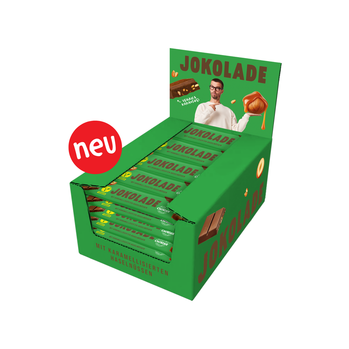 JOKOLADE Riegel mit karamellisierten Haselnüssen - Vegan & Kakaofrei (40 Stück)